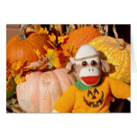 Ernie the Sock Monkey Pumpkin Note Card