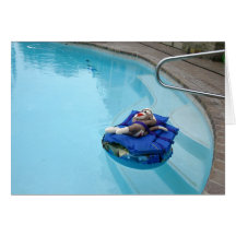Ernie the Sock Monkey Swimming Pool Note Card