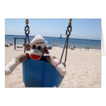 Ernie the Sock Monkey Swing Note Card