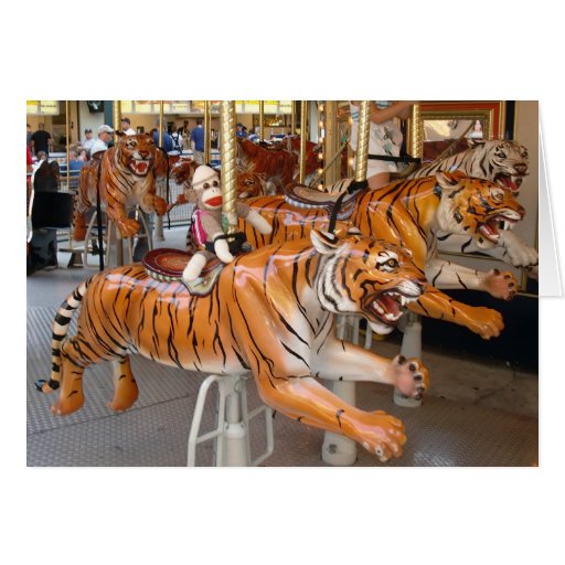 Ernie the Sock Monkey Tiger Carousel Note Card