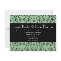 Ervum Heart Damask - monogrammed, 4.25"x5.5" Personalized Invitations