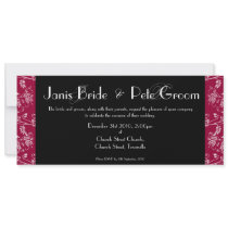 Ervum Heart Damask - monogrammed, 4"x9.25" Personalized Invites