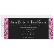 Ervum Heart Damask - monogrammed, 4"x9.25" Announcements