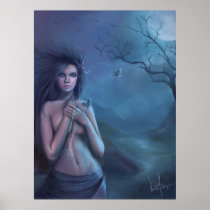 faery, fantasy, digital, art, moon, esbat, wicca, Poster with custom graphic design