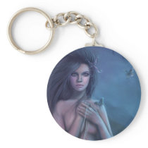 faery, fantasy, digital, art, moon, esbat, wicca, Keychain with custom graphic design