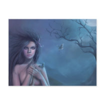 faery, fantasy, digital, art, moon, esbat, wicca, Postcard with custom graphic design