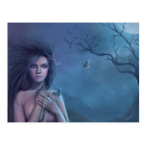 faery, fantasy, digital, art, moon, esbat, wicca, Postcard with custom graphic design