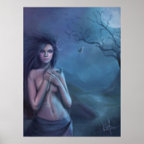 faery, fantasy, digital, art, moon, esbat, wicca, Poster with custom graphic design