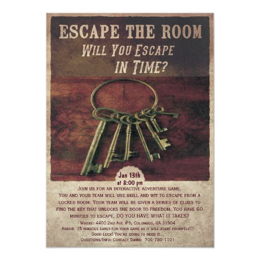 Printable Escape Room Free | escape the room invitation zazzle Printable Escape Room Free | escape the room invitation zazzle