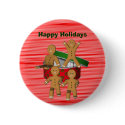 Escaping Gingerbread Men Christmas Button Pin button