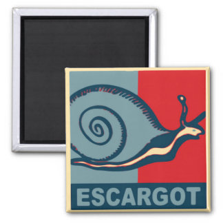 Escargot in Red and Blue 2 Inch Square Magnet
