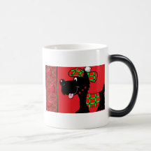 Escocés Terrier en gorra de la tela escocesa Taza