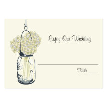 Escort Seating Card Hydrangea & Mason Jar Business Cards