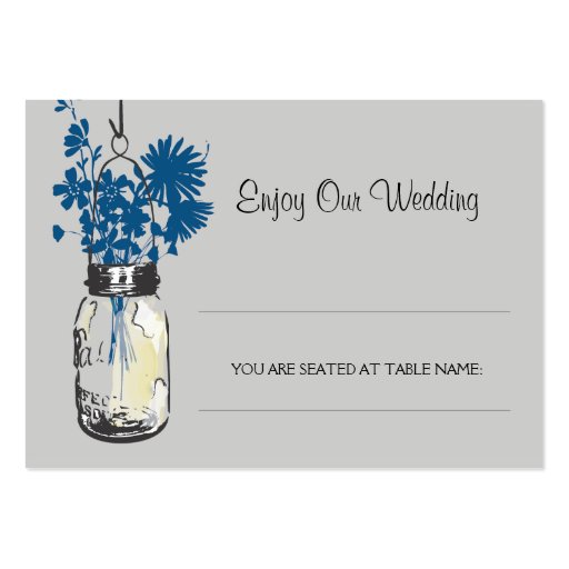 Escort Seating Card Wild Flowers & Mason Jar Business Card Template (front side)