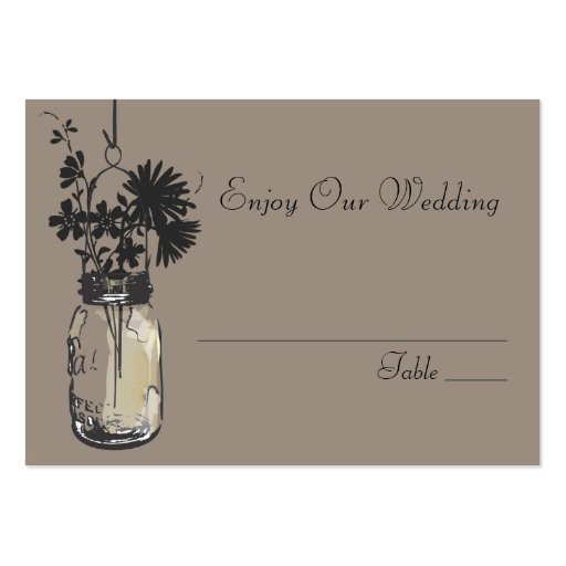 Escort Seating Card Wild Flowers & Mason Jar Business Card Templates (front side)