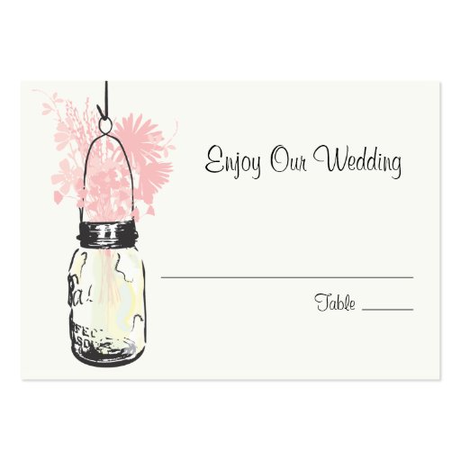 Escort Seating Card Wild Flowers & Mason Jar Business Card Templates (front side)