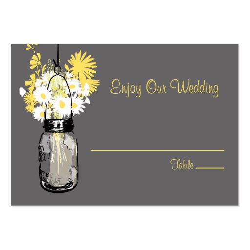 Escort Seating Card Wild Flowers & Mason Jar Business Card (front side)