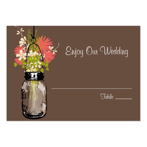 Escort Seating Card Wild Flowers & Mason Jar Business Card Templates