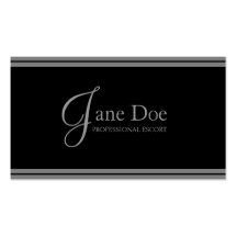 Escort Service Elegant Black/Silver Stripes Business Card Template