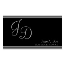Escort Service Fancy Black/Silver Stripes Business Card Template