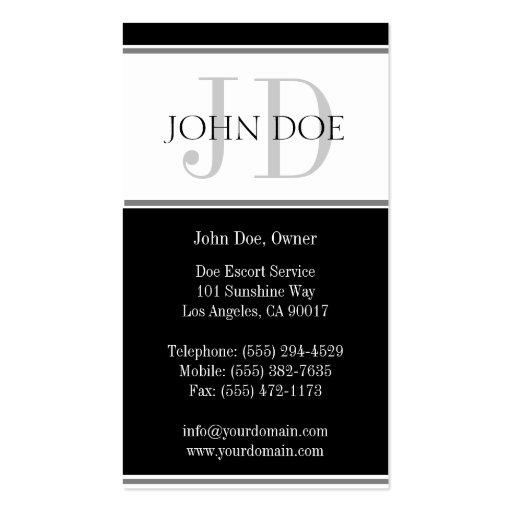 Escort Service Stripe W/W Business Card Templates (back side)