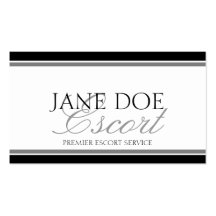 Escort Service White/Silver Script Business Cards