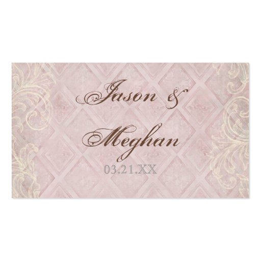 Escort Table Number Cards - Pink Hydrangea Swirl Business Cards (back side)