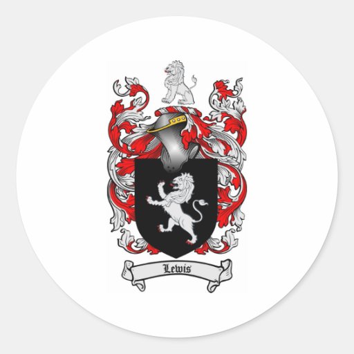 Escudo de la familia de Lewis - escudo de armas de Etiquetas Redondas