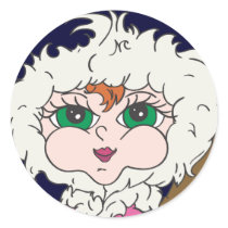 Eskimo Girl With Club Round Sticker