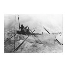 Eskimo in Boat made with Skins called an Omiak Gallery Wrap Canvas