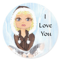 Eskimo in Ice Quantum Cutie I Love You stickers