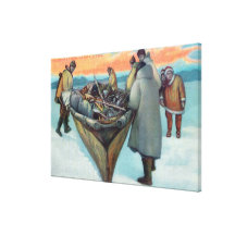 Eskimos Launching Whaling Boat Gallery Wrap Canvas