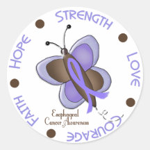 Esophageal Cancer Butterfly 2 Inspirational Circle Sticker