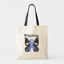 Esophageal Cancer Butterfly Survivor Canvas Bags