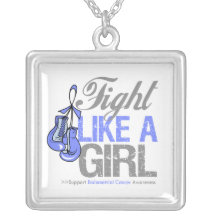 Esophageal Cancer  Fight Like a Girl Boxing Gloves Custom Necklace