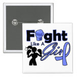 Esophageal Cancer Fight Like A Girl Silhouette buttons