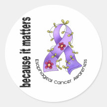 Esophageal Cancer Flower Ribbon 3 Stickers