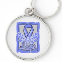 Esophageal Cancer Hope Butterfly Portrait Keychains