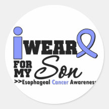 Esophageal Cancer Periwinkle Ribbon For My Son Round Stickers