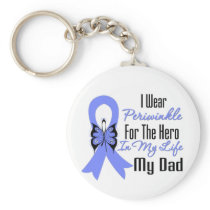 Esophageal Cancer Ribbon Hero My Dad Keychain