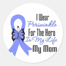 Esophageal Cancer Ribbon Hero My Mom Round Sticker