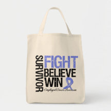Esophageal Cancer Survivor Fight Believe Win Motto Canvas Bag