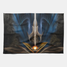 Espada del arte ligero del fractal toalla de cocina