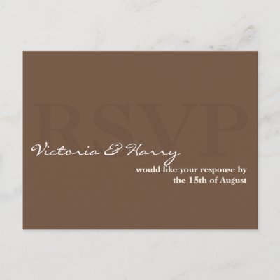 Espresso brown RSVP simple wedding response card Postcards