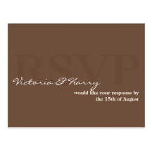 Espresso brown RSVP simple wedding response card Postcards