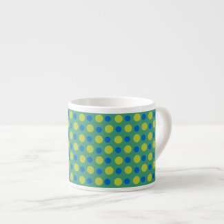 Espresso Coffee Mug, Emerald, Blue Polka Dots