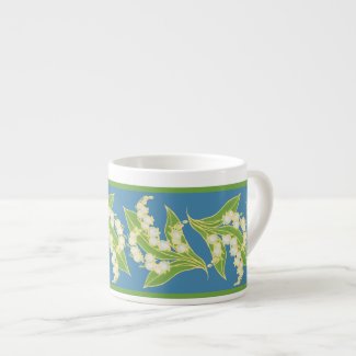 Espresso Coffee Mug: Lilies of the Valley, Blue
