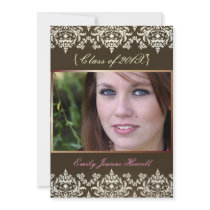 Espresso + Damask/Graduations Party Invitations