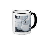 Espresso machine making coffee coffee mugs