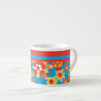 Espresso Mug with Ditsy Orange Flowers